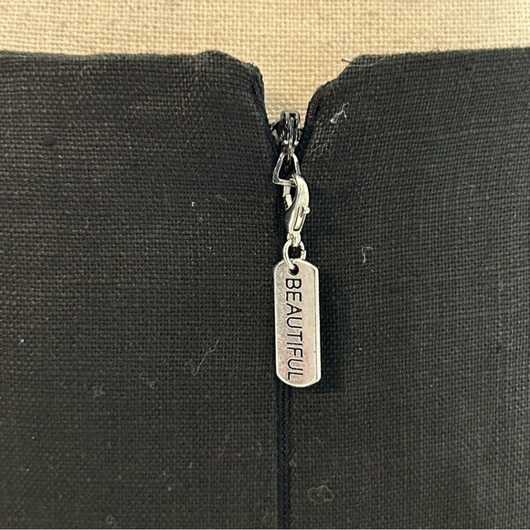 NWT Jillian Jones Black Linen Sleeveless Studded Waist Tie Dress - Picture 10 of 16